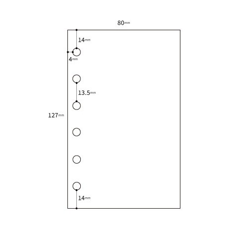 M6 127×80mm 穴位置の寸法図